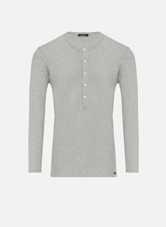 T-shirt Henley en coton mélangé Gris by TOM FORD UNDERWEAR TOM FORD UNDERWEAR T-shirt Henley en coton mélangé Gris