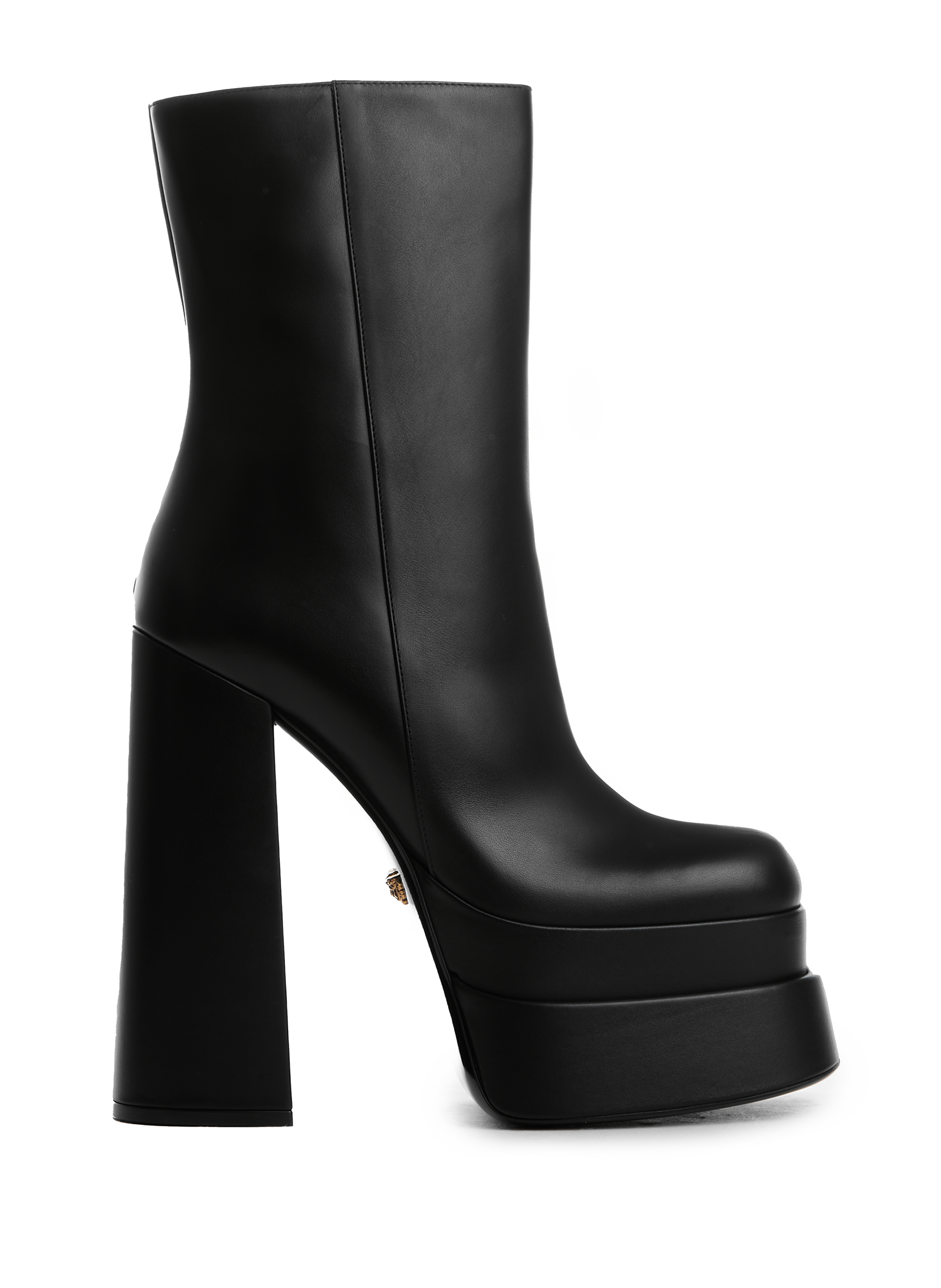 Bottes à plateforme Cuir Versace en coloris Noir Femme Chaussures Bottes Bottes à talons 