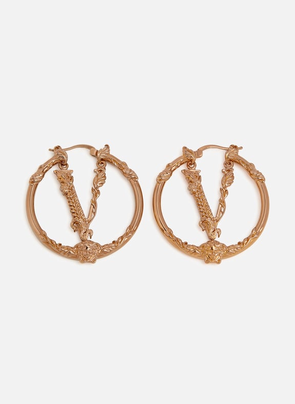 Boucles d'oreille anneaux à logo Doré by VERSACE VERSACE Boucles d'oreille anneaux à logo Doré
