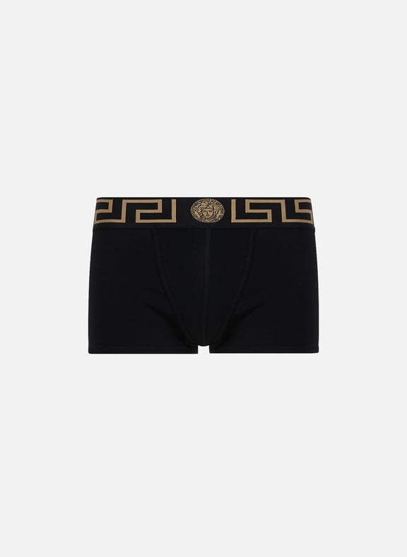 Boxer Greca en coton Noir by VERSACE VERSACE Boxer Greca en coton Noir