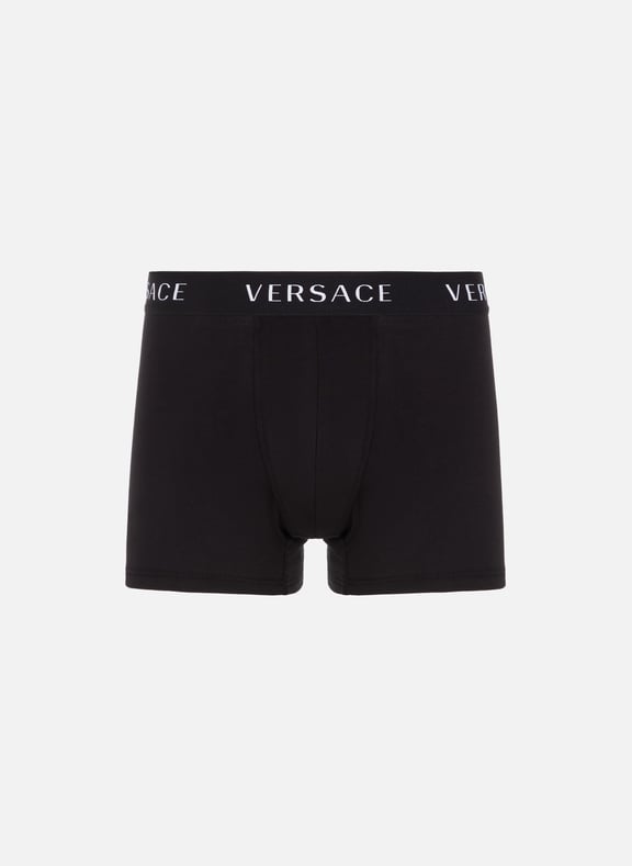 Boxer logotypé en coton Noir by VERSACE VERSACE Boxer logotypé en coton Noir