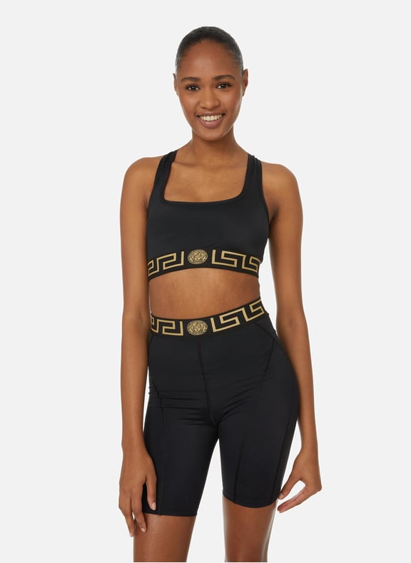 Brassière de sport en lycra recyclé Noir by VERSACE VERSACE Brassière de sport en lycra recyclé Noir
