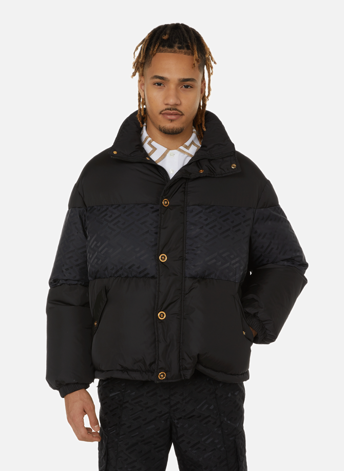 Down jacket with tone-on-tone pattern VERSACE