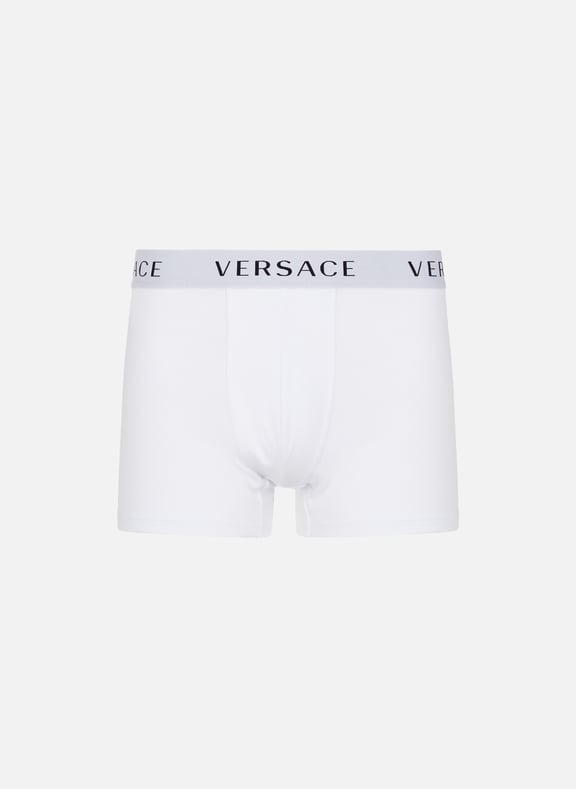 Lot de deux boxers en coton stretch Blanc by VERSACE VERSACE Lot de deux boxers en coton stretch Blanc