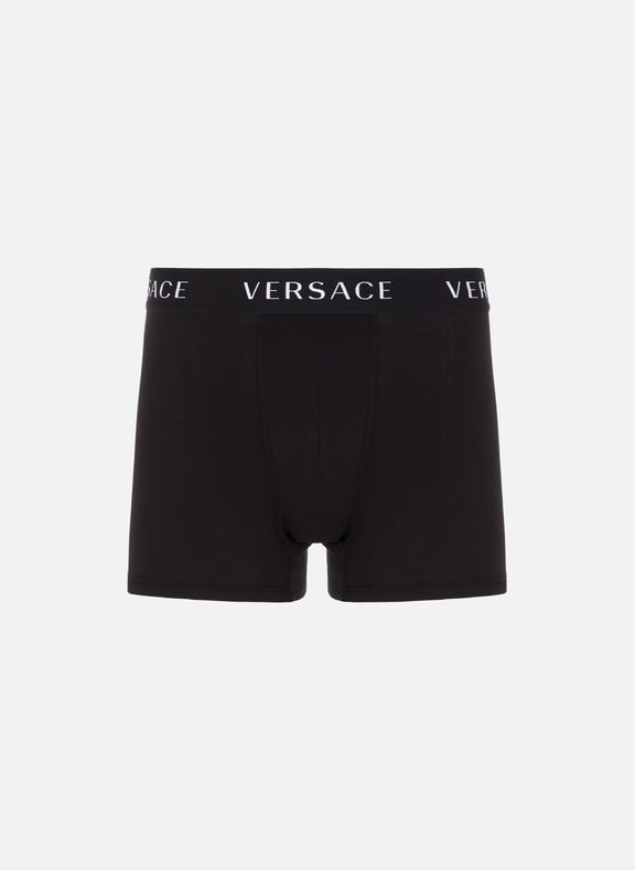 Lot de deux boxers en coton stretch Noir by VERSACE VERSACE Lot de deux boxers en coton stretch Noir