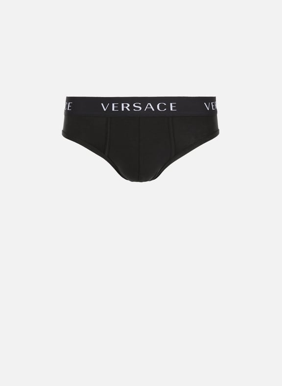 Lot de slips en coton stretch Noir by VERSACE VERSACE Lot de slips en coton stretch Noir