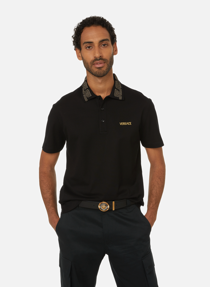 Polo shirt with VERSACE patterned collar