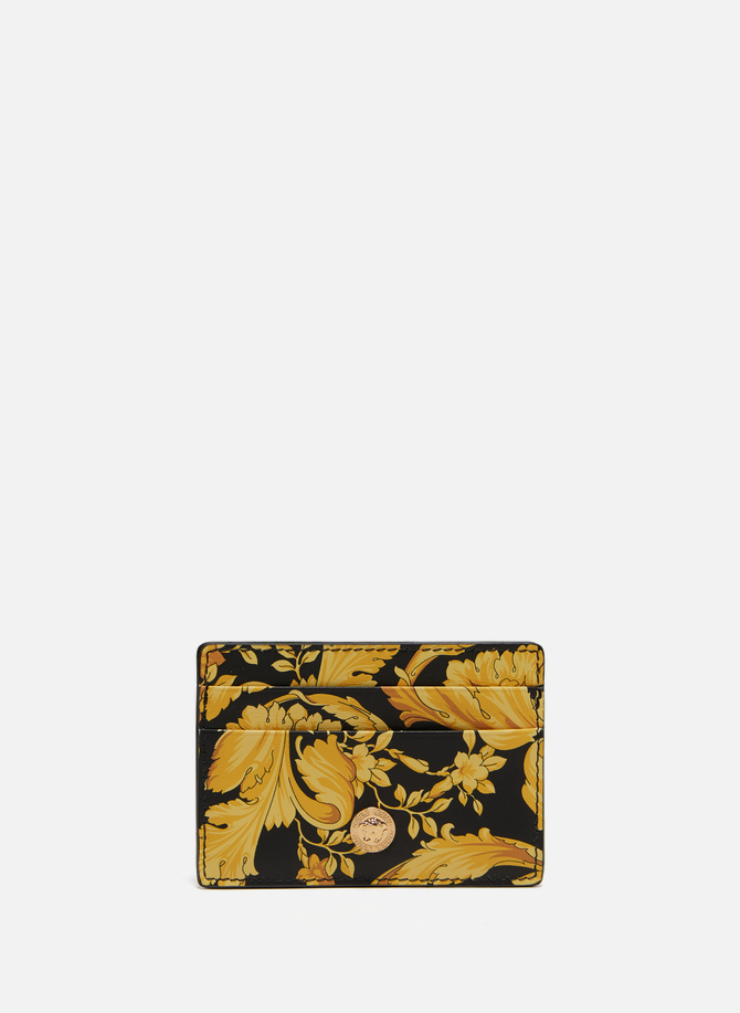 Porte-cartes imprimé barocco en cuir VERSACE