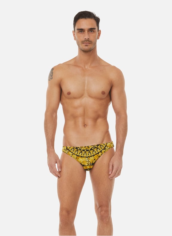 Slip de bain imprimé héritage Barocco Noir by VERSACE VERSACE Slip de bain imprimé héritage Barocco Noir