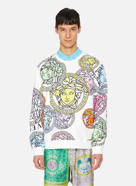 Sweatshirt Medusa en coton Blanc by VERSACE VERSACE Sweatshirt Medusa en coton Blanc