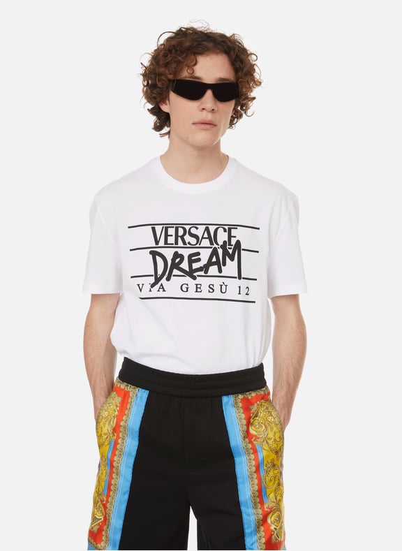 T-shirt à message en coton Blanc by VERSACE VERSACE T-shirt à message en coton Blanc