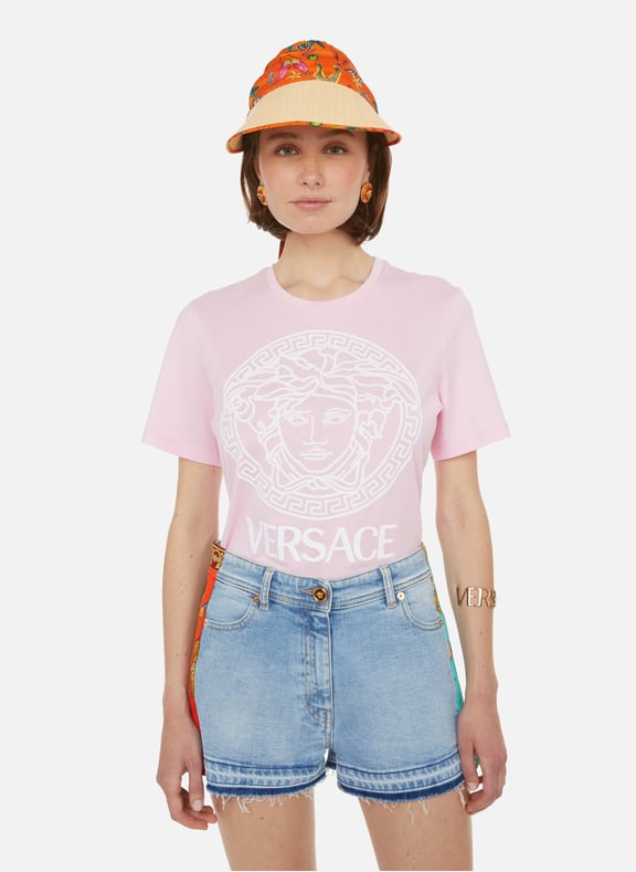 T-shirt Medusa en coton Rose by VERSACE VERSACE T-shirt Medusa en coton Rose