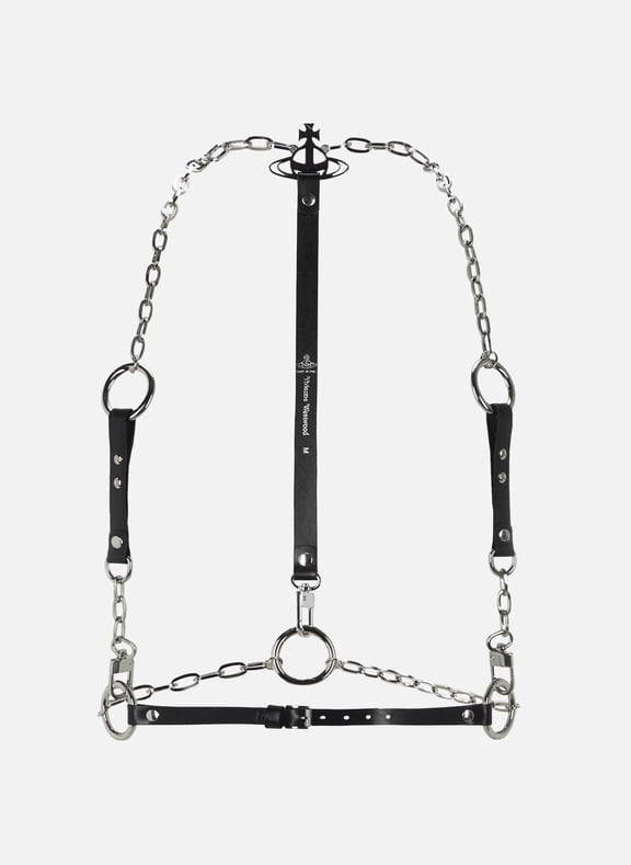 Ceinture chaîne Harnais avec cuir Noir by VIVIENNE WESTWOOD VIVIENNE WESTWOOD Ceinture chaîne Harnais avec cuir Noir
