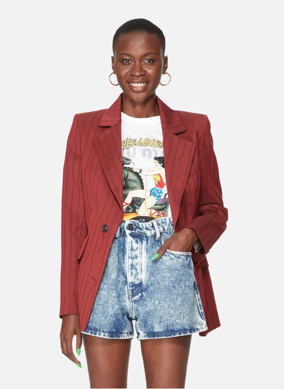 Veste rayée en laine vierge Rouge by VIVIENNE WESTWOOD VIVIENNE WESTWOOD Veste rayée en laine vierge Rouge