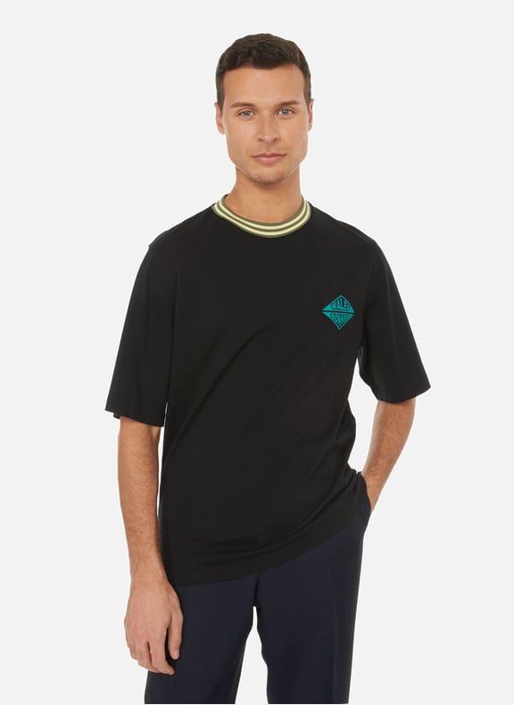 T-shirt en coton avec logo Noir by WALES BONNER WALES BONNER T-shirt en coton avec logo Noir