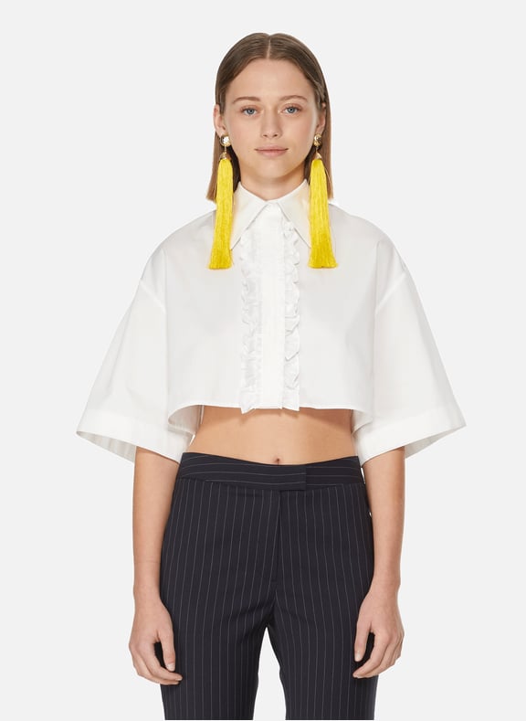 Chemise courte en popeline de coton Blanc by YCH YCH Chemise courte en popeline de coton Blanc