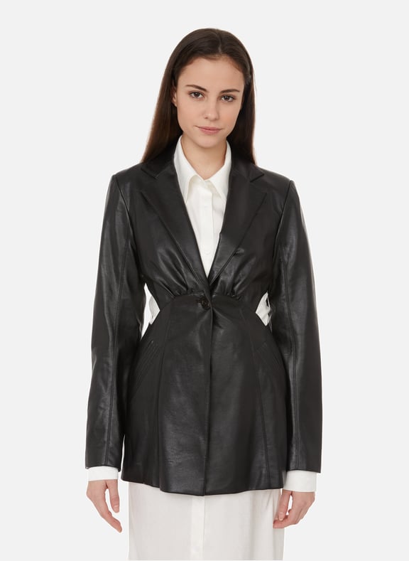 Veste cintrée en cuir vegan Noir by YCH YCH Veste cintrée en cuir vegan Noir