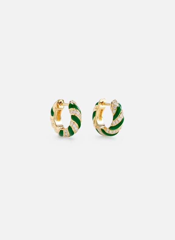 Boucles d'oreille torsadées en or et diamant Vert by YVONNE LEON YVONNE LEON Boucles d'oreille torsadées en or et diamant Vert