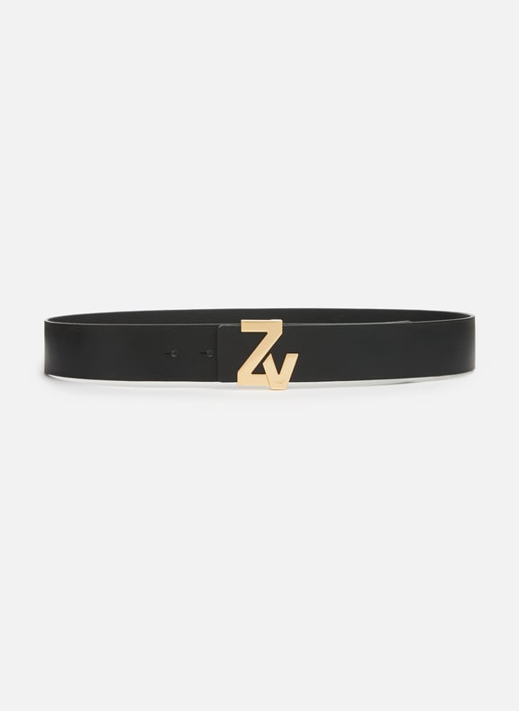 Ceinture ZV Initiale La Belt en cuir Noir by ZADIG&VOLTAIRE ZADIG&VOLTAIRE Ceinture ZV Initiale La Belt en cuir Noir