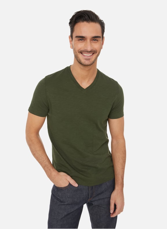 T-shirt col V en coton Kaki by ZADIG&VOLTAIRE ZADIG&VOLTAIRE T-shirt col V en coton Kaki