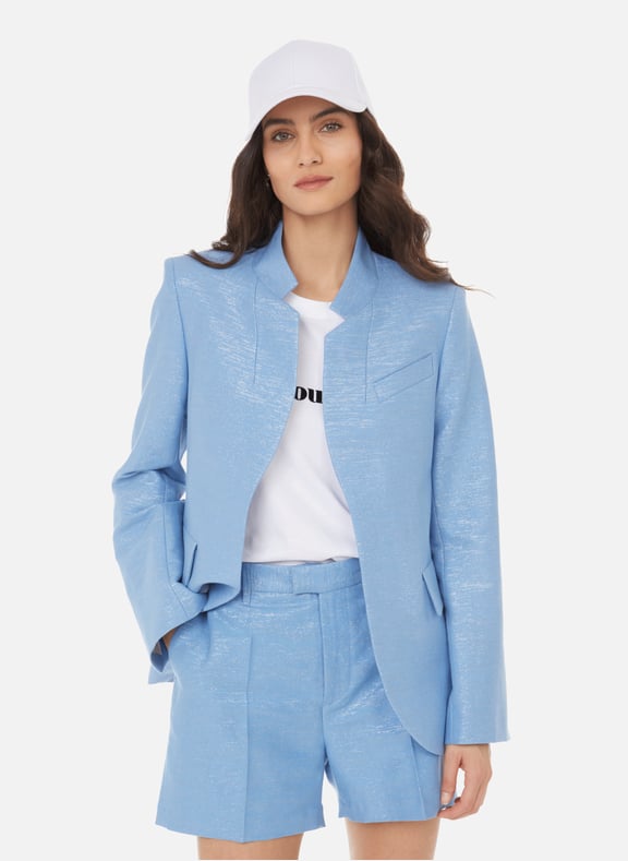Veste Very en coton et lin à fil lurex Bleu by ZADIG&VOLTAIRE ZADIG&VOLTAIRE Veste Very en coton et lin à fil lurex Bleu