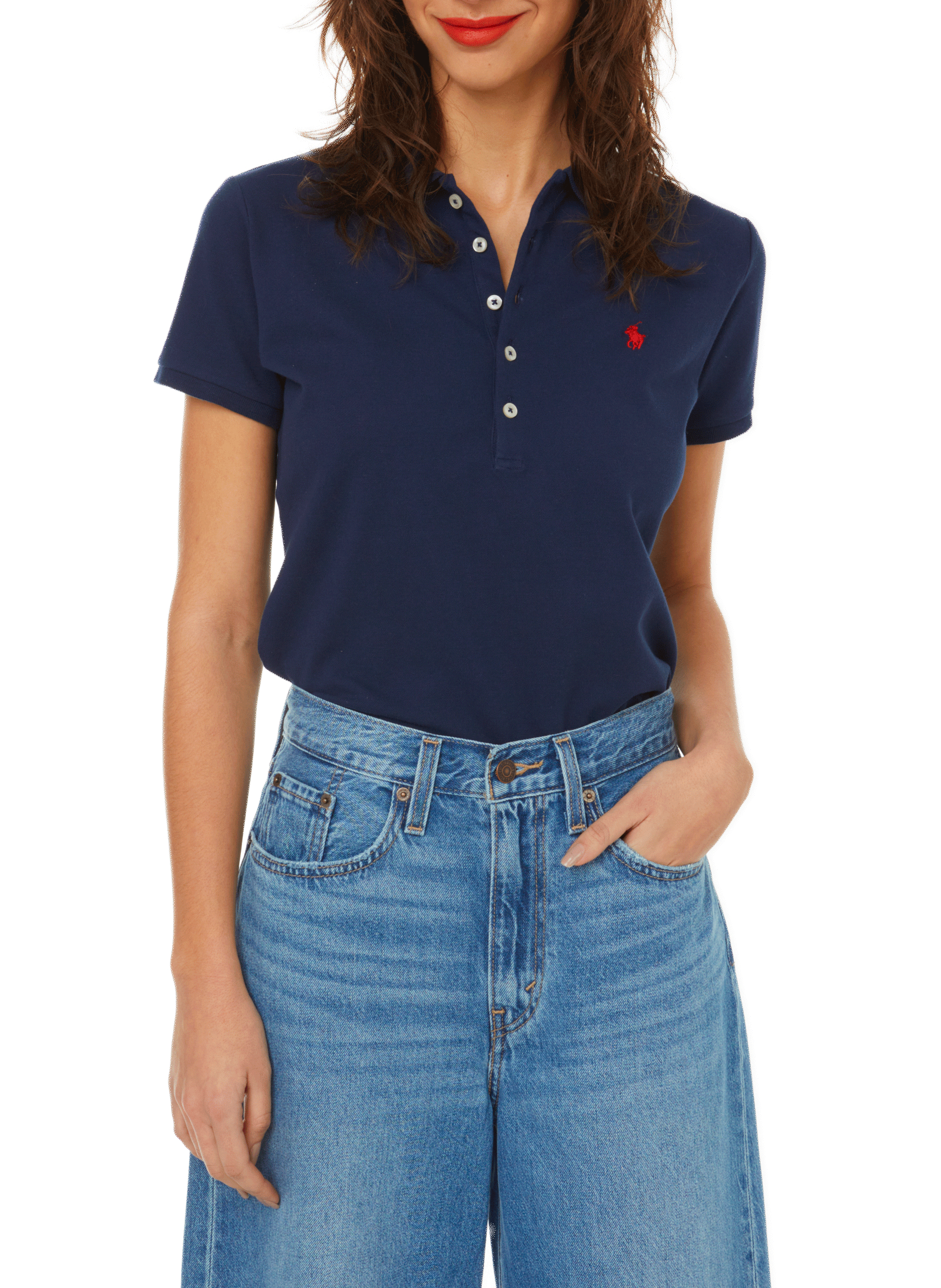 Fitted cotton piqué polo shirt | POLO RALPH LAUREN