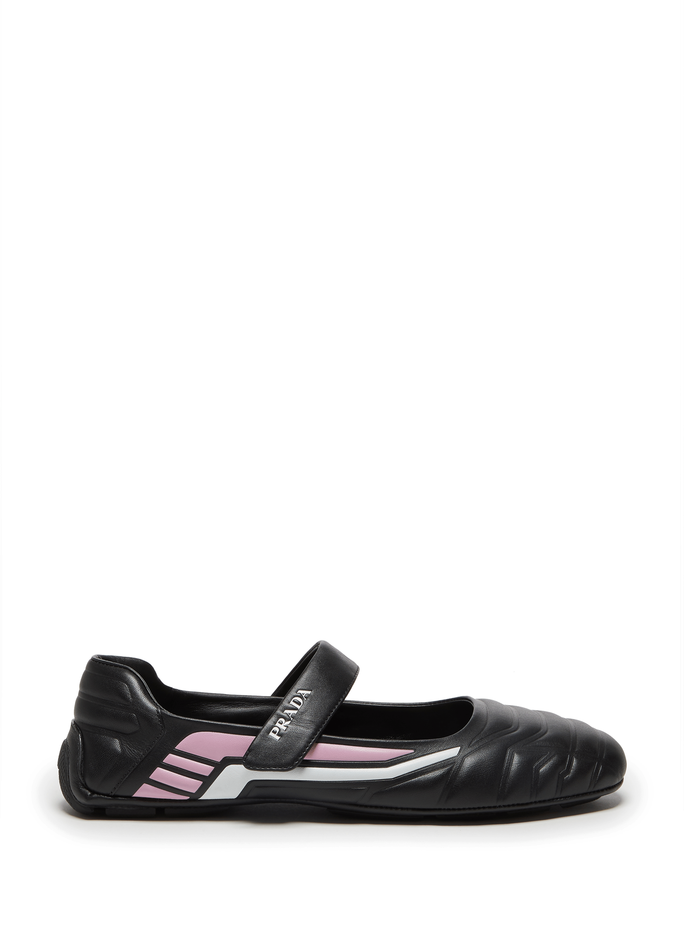Leather sneaker-effect ballet flats | PRADA