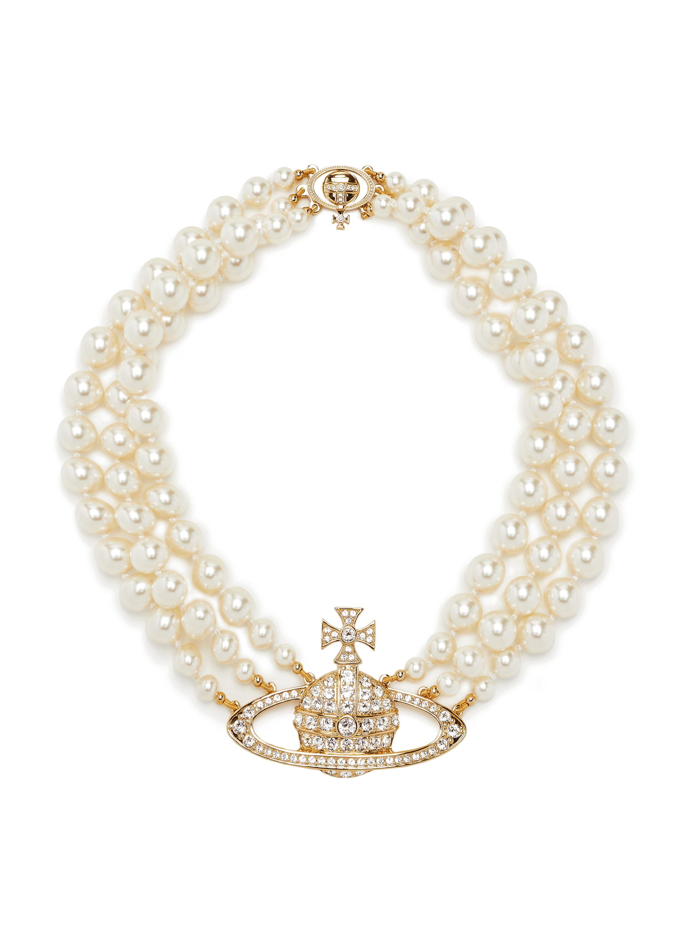 Collar de tres filas de perlas en relieve básico. | VIVIENNE WESTWOOD