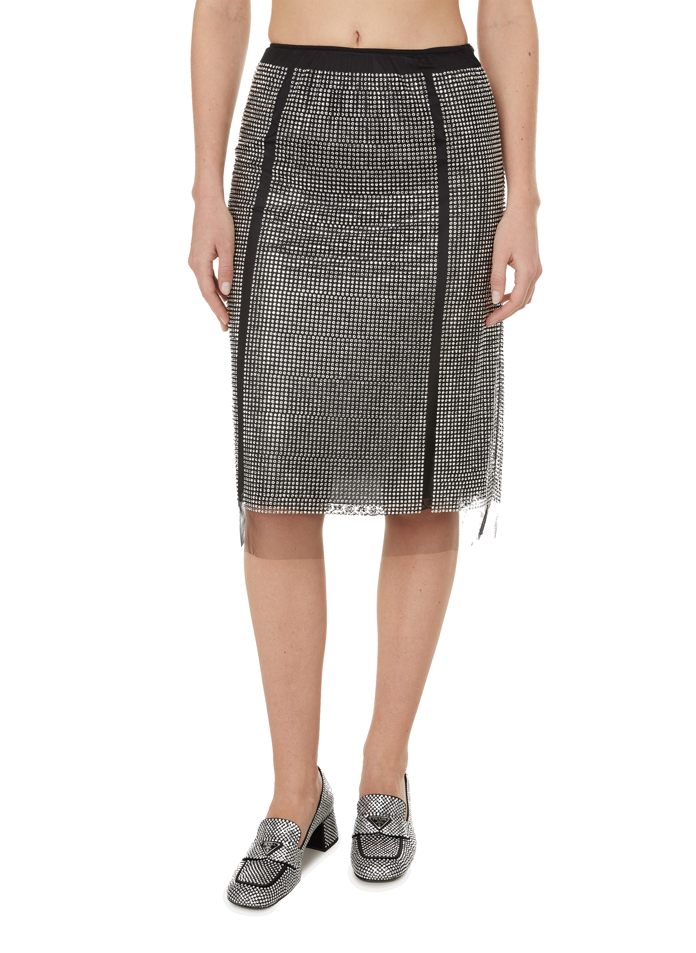 Tulle skirt with rhinestones | PRADA