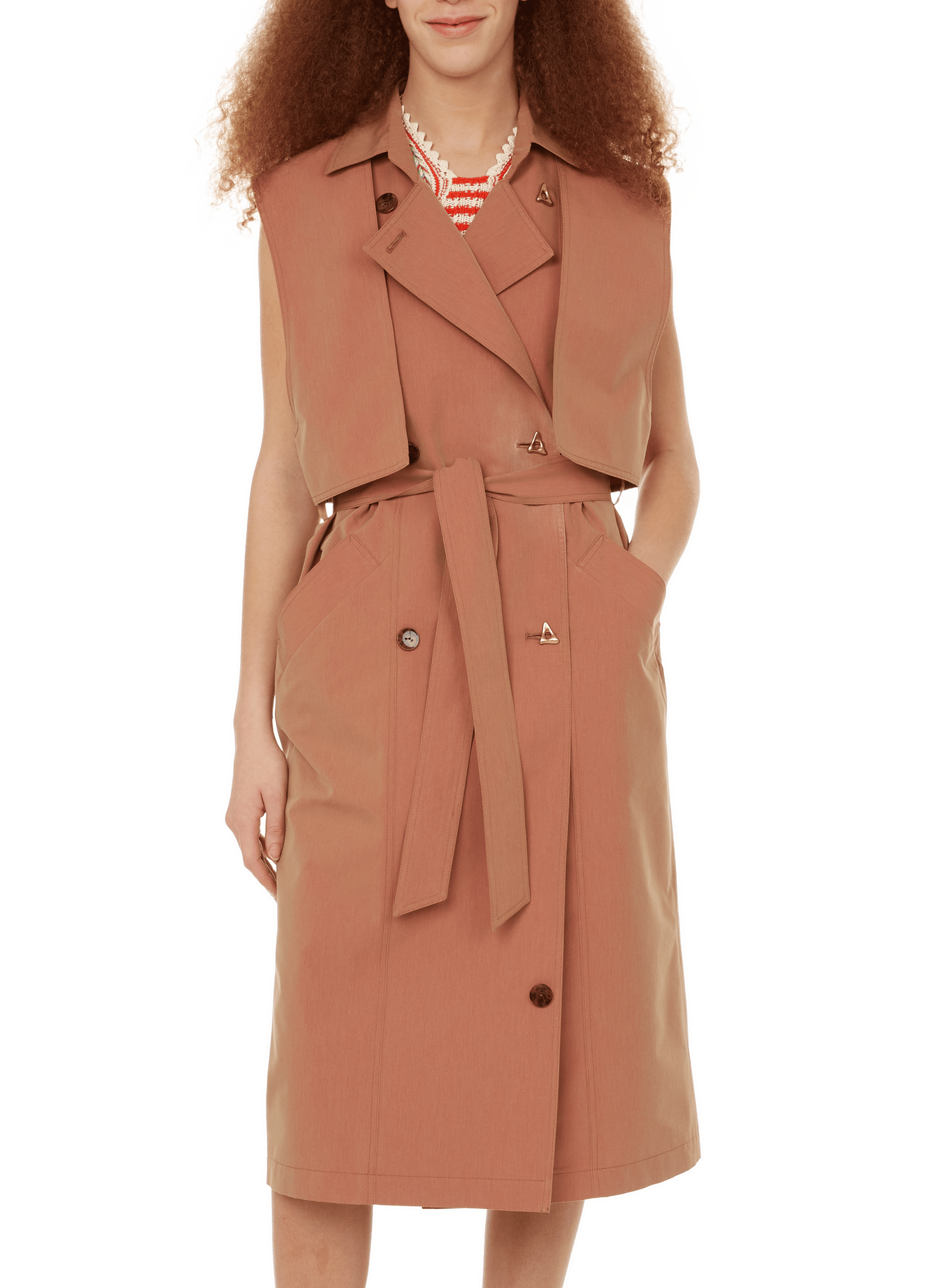 Trench sans manches en coton délavé mélangé | AERON