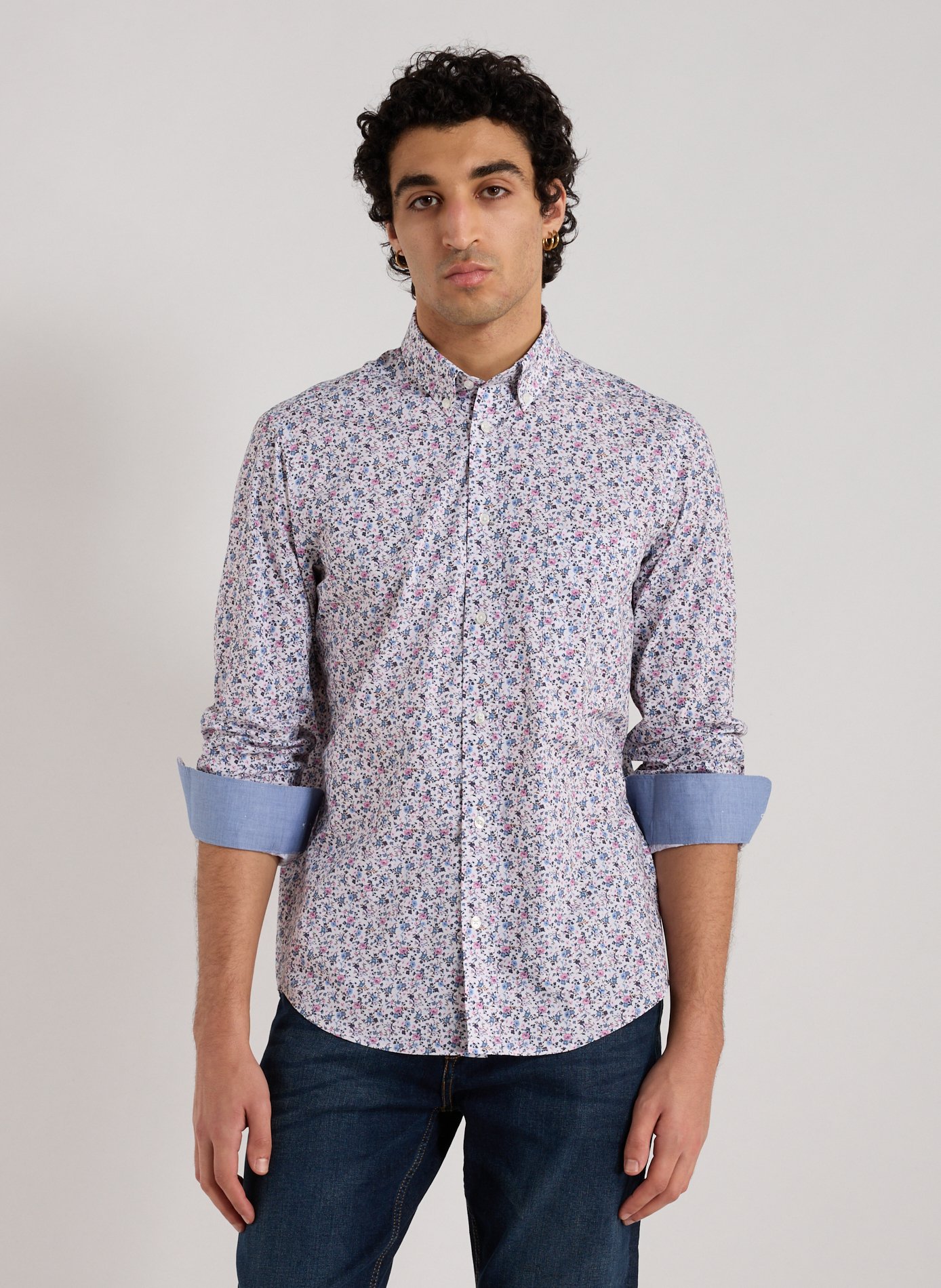 Chemise fleurie à col américain en coton | EDEN PARK