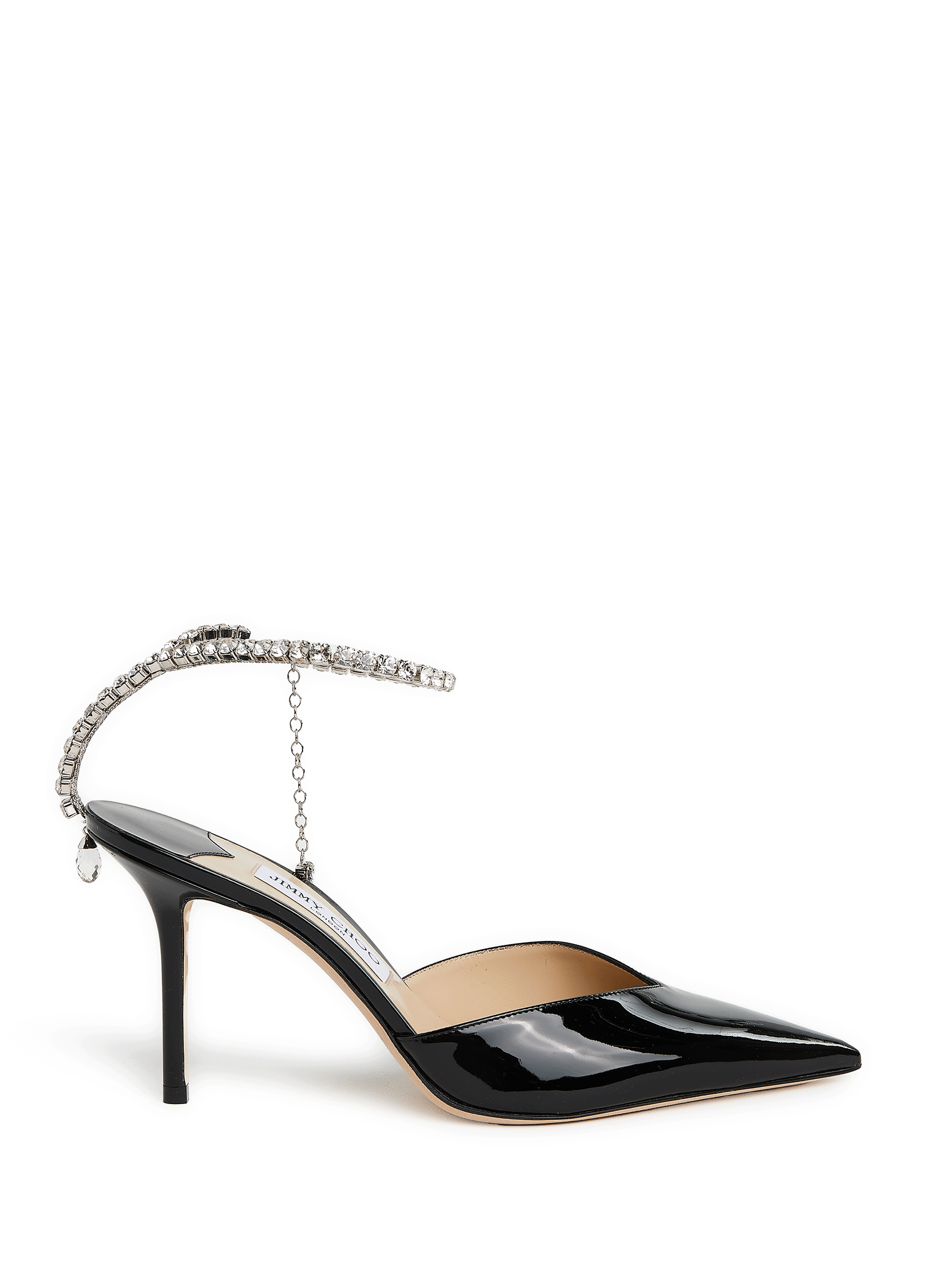 Patent pumps adorned with crystals | JIMMY CHOO