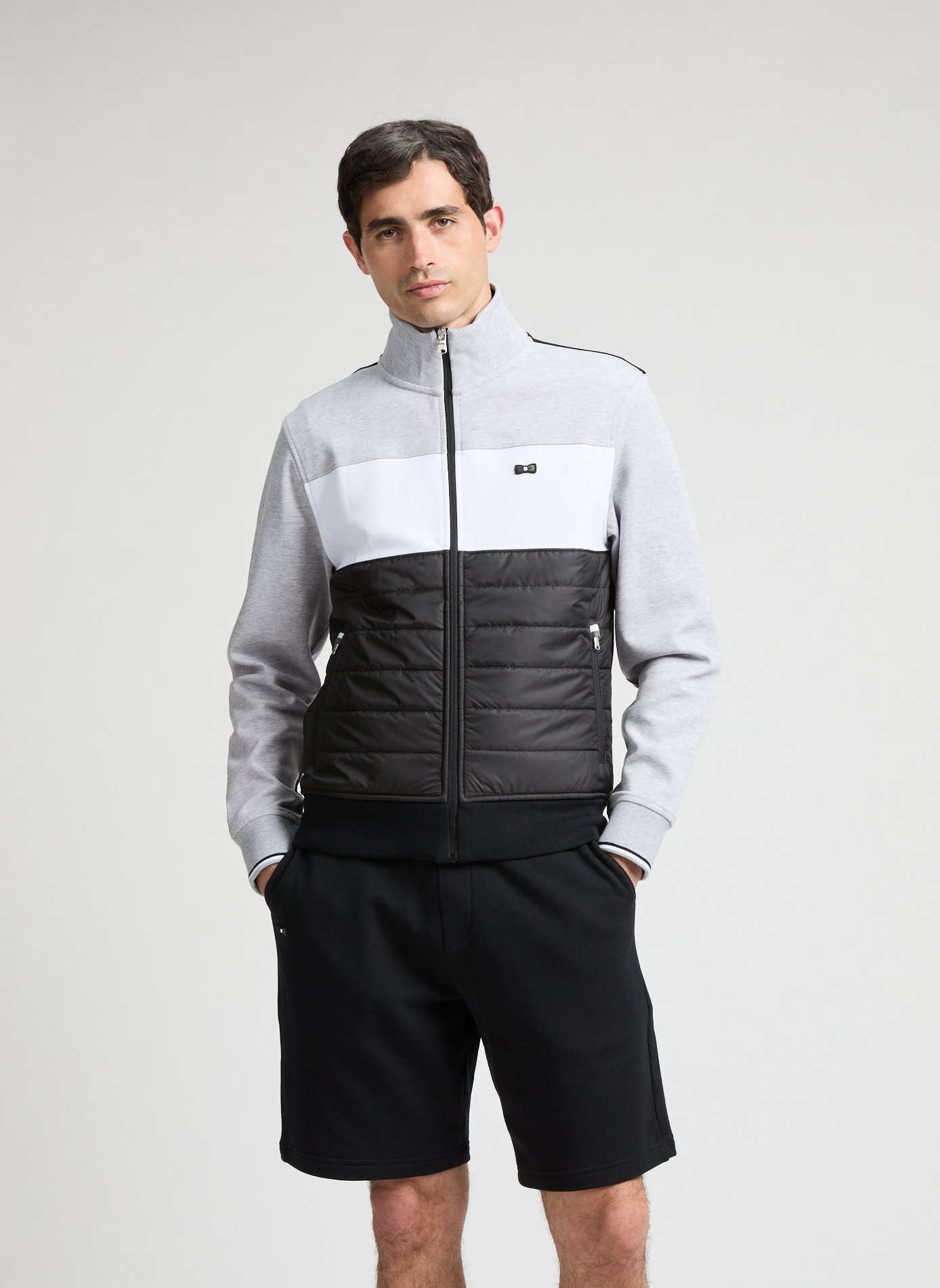 Sweatshirt zippé bimatière en coton | EDEN PARK