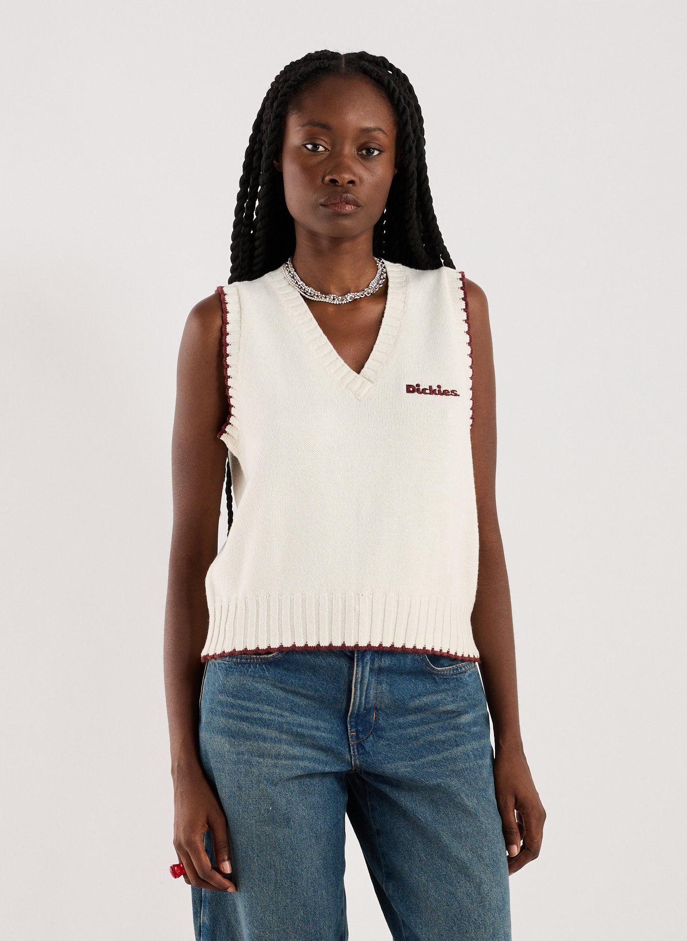 Sleeveless top with embroidery | DICKIES