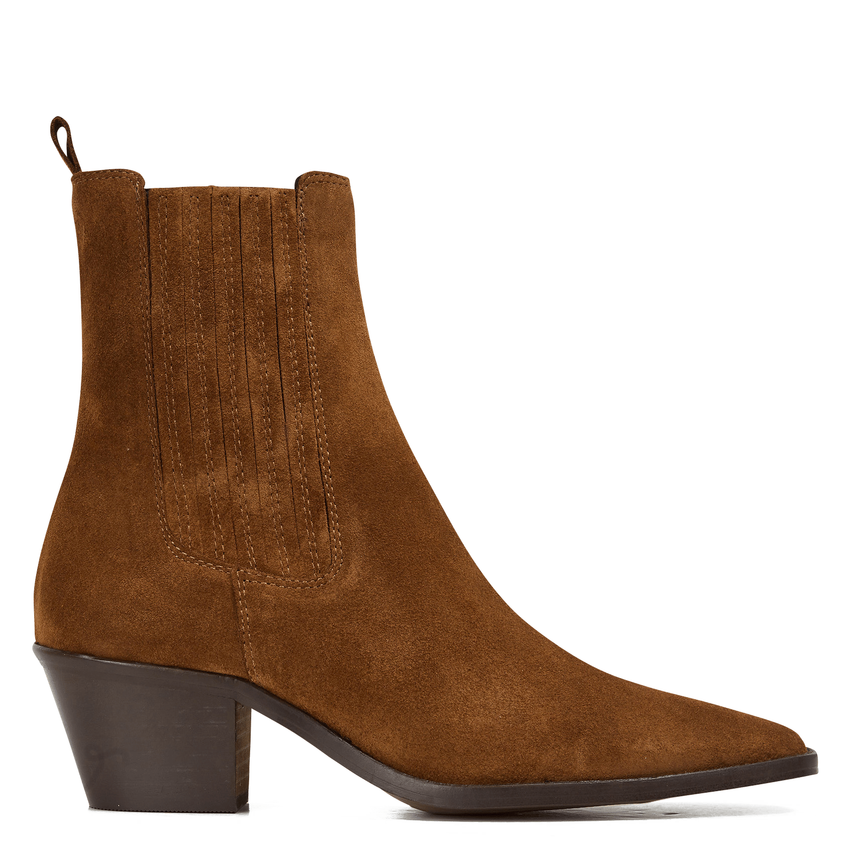 Bottines western talons mi-hauts en cuir velours birman | JONAK