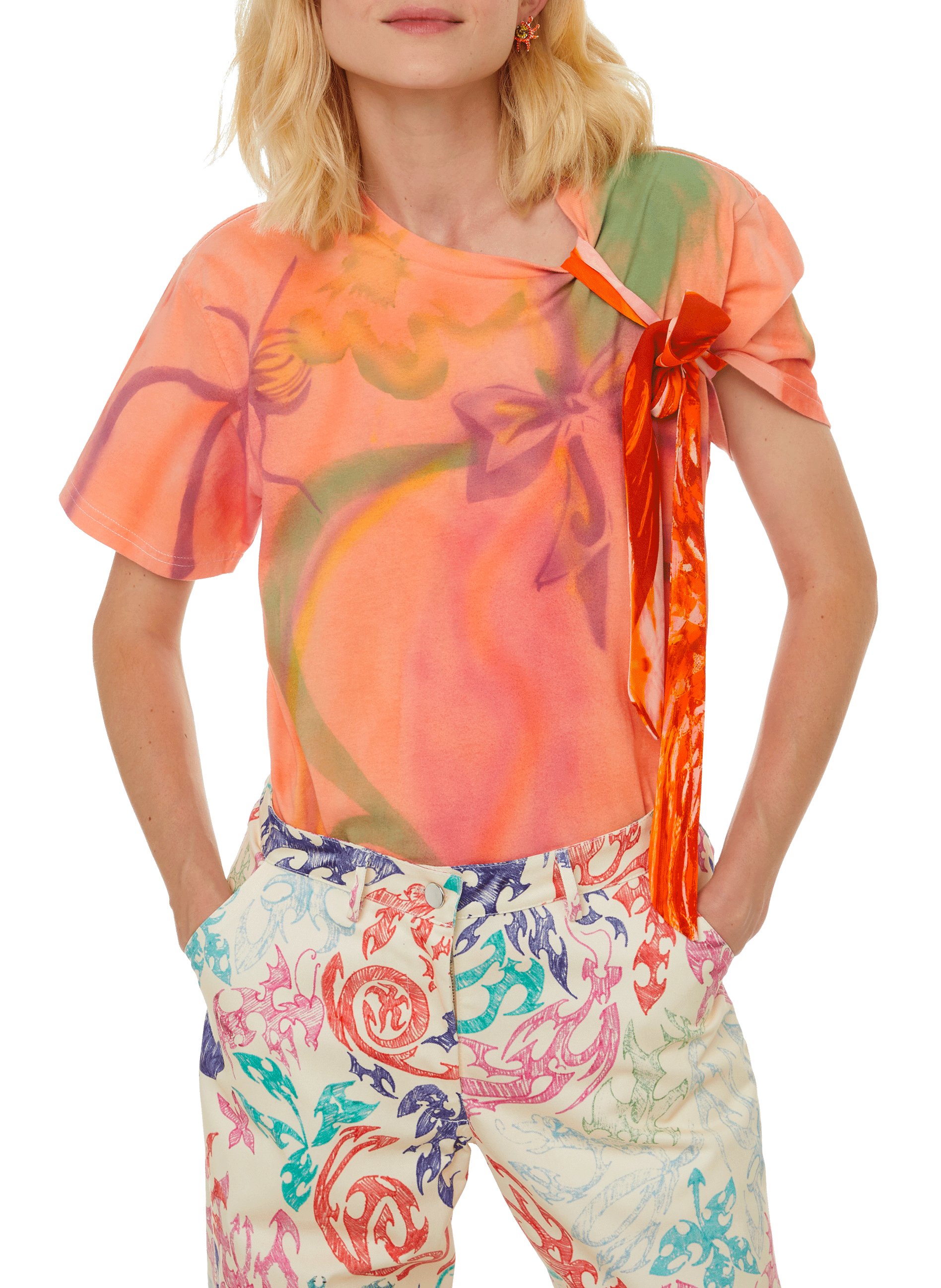 Printed T-shirt with knot | COLLINA STRADA