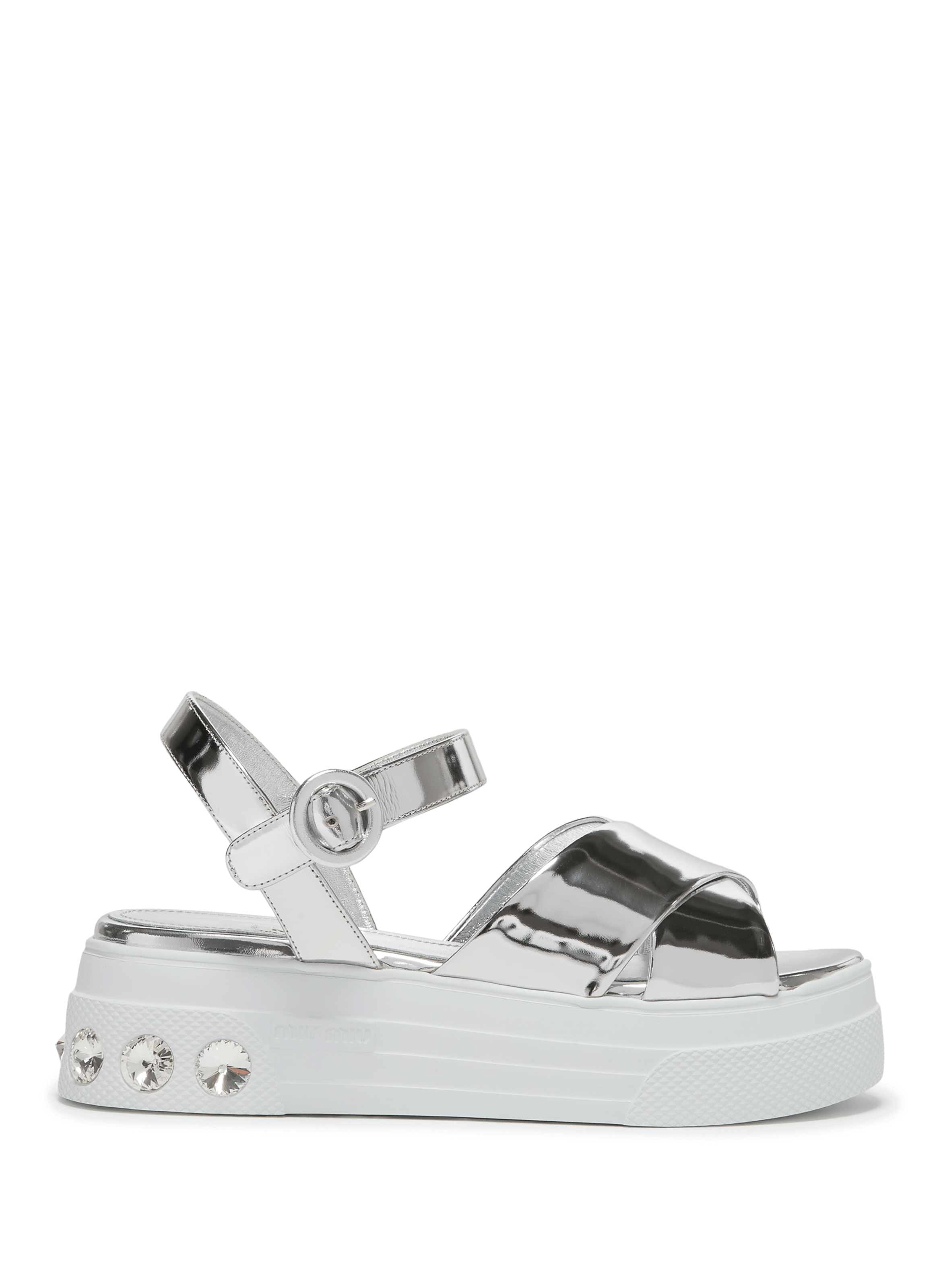 Sandales en cuir et cristaux | MIU MIU