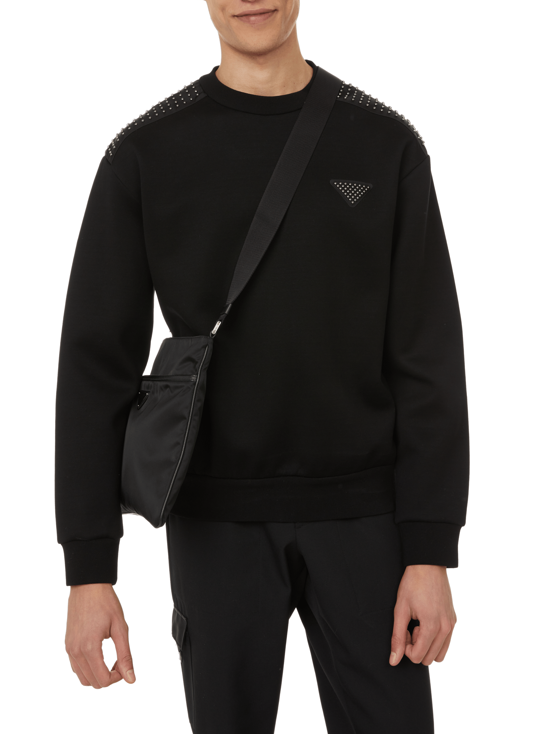 Studded cotton sweatshirt | PRADA