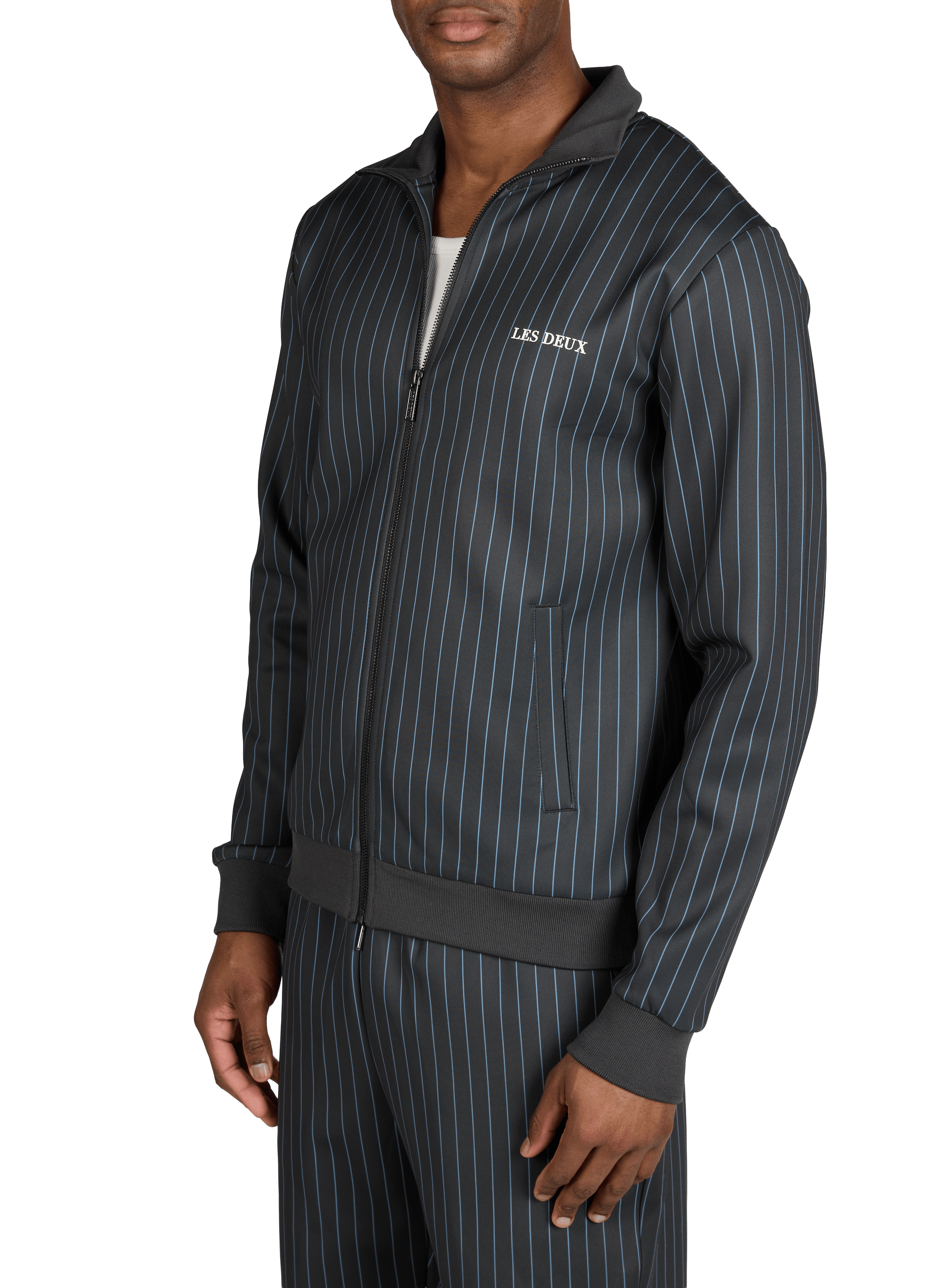 Striped straight jacket with high collar | LES DEUX