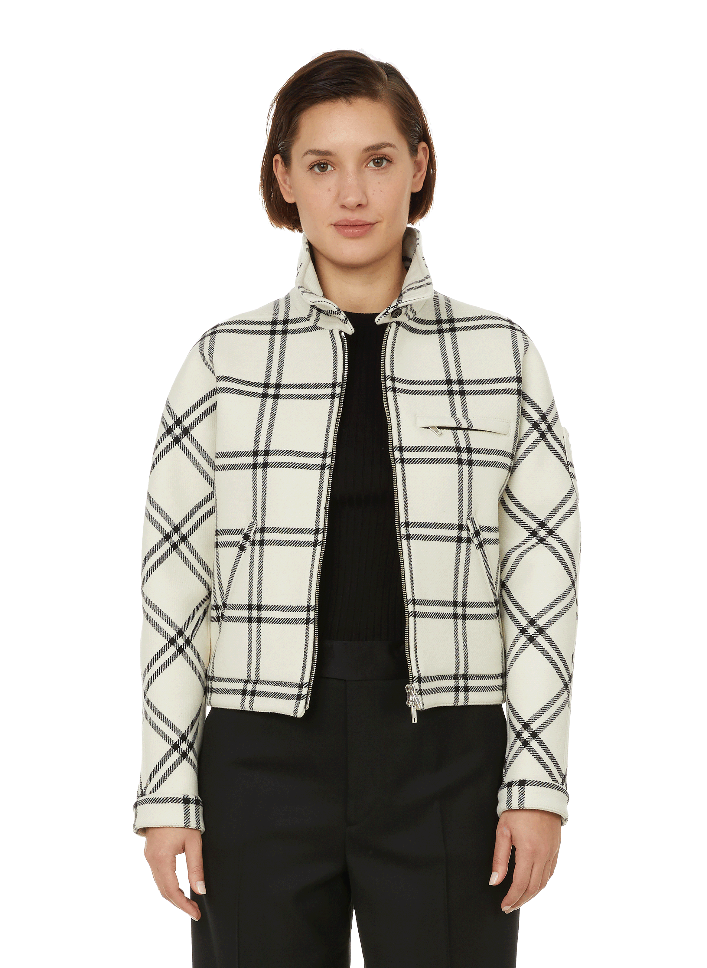 Blouson à carreaux en laine | COURRÈGES