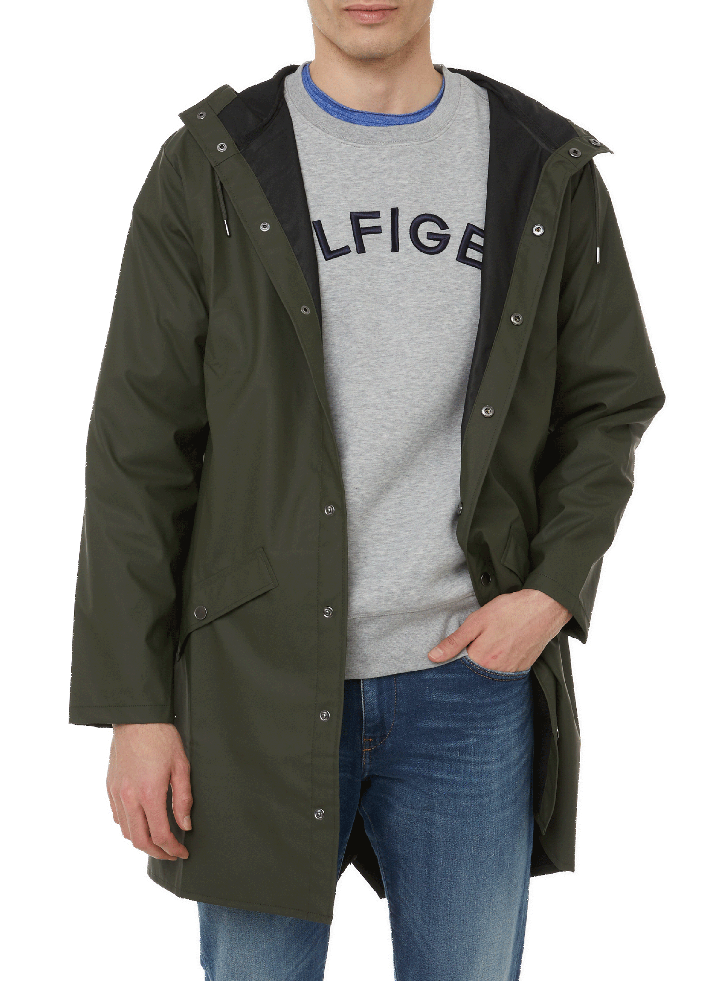 Long hooded raincoat | RAINS