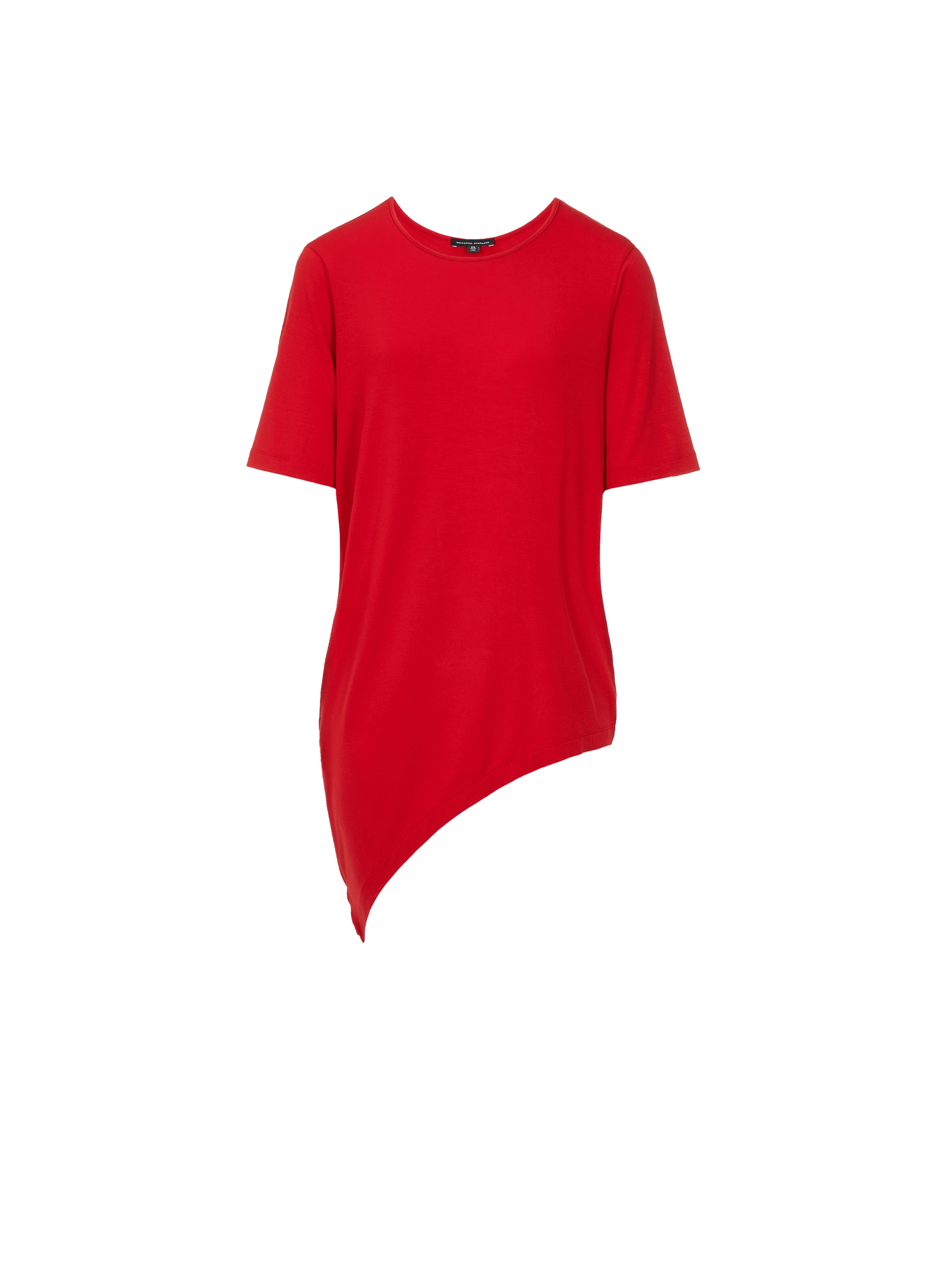Genevette asymmetric round-neck stretch viscose T-shirt | UNIVERSAL STANDARD