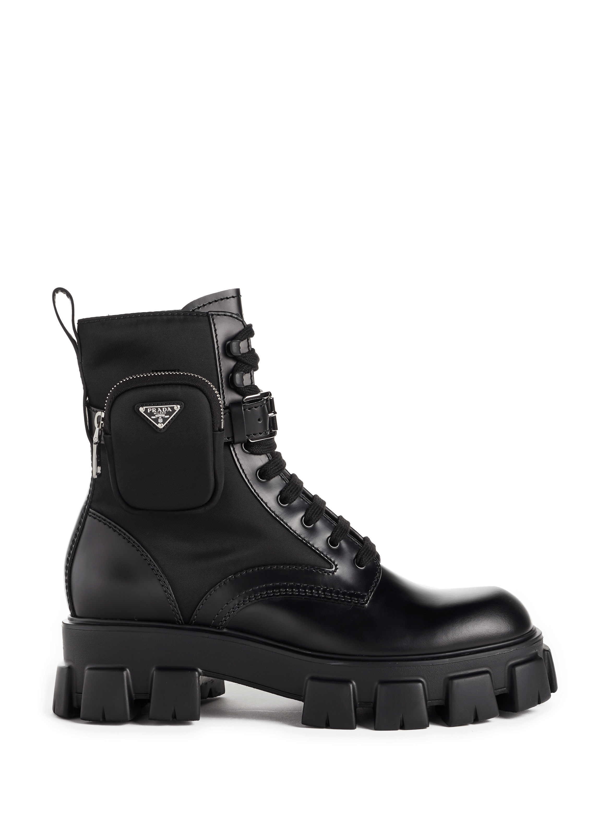 Leather and nylon ankle boots | PRADA