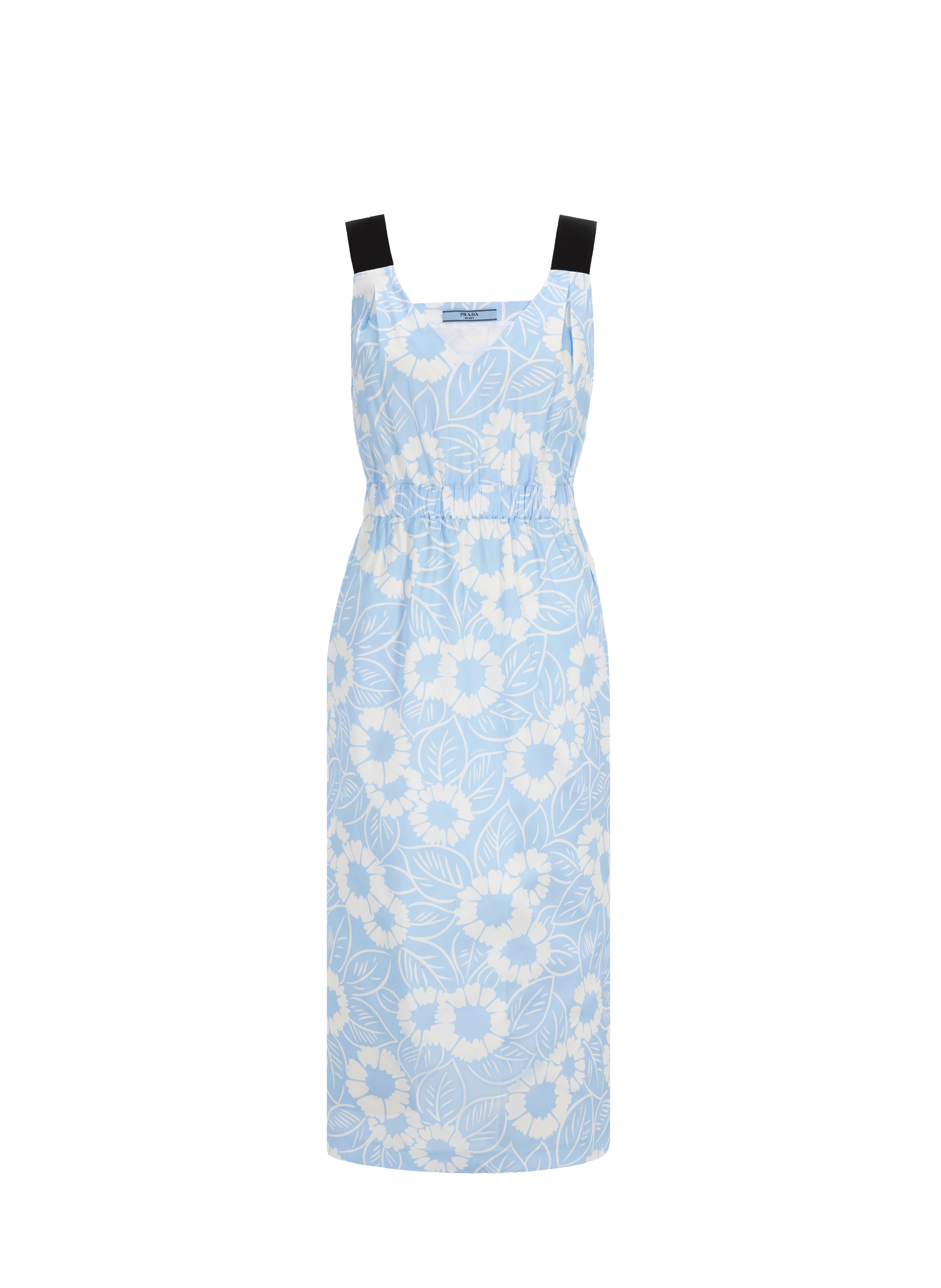 Robe imprimé fleurs en coton mélangé | PRADA