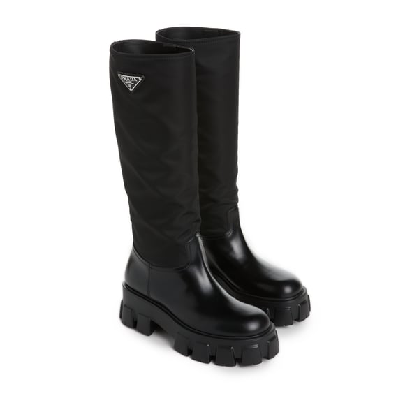 Bottes en cuir et Re-nylon