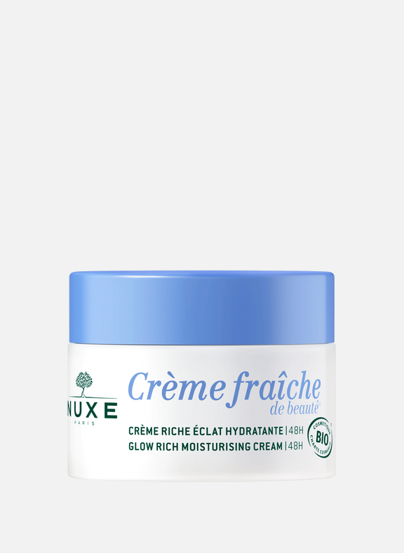 NUXE Crème Riche Éclat Hydratante 48H, Certifiée Bio Crème fraîche de beauté 