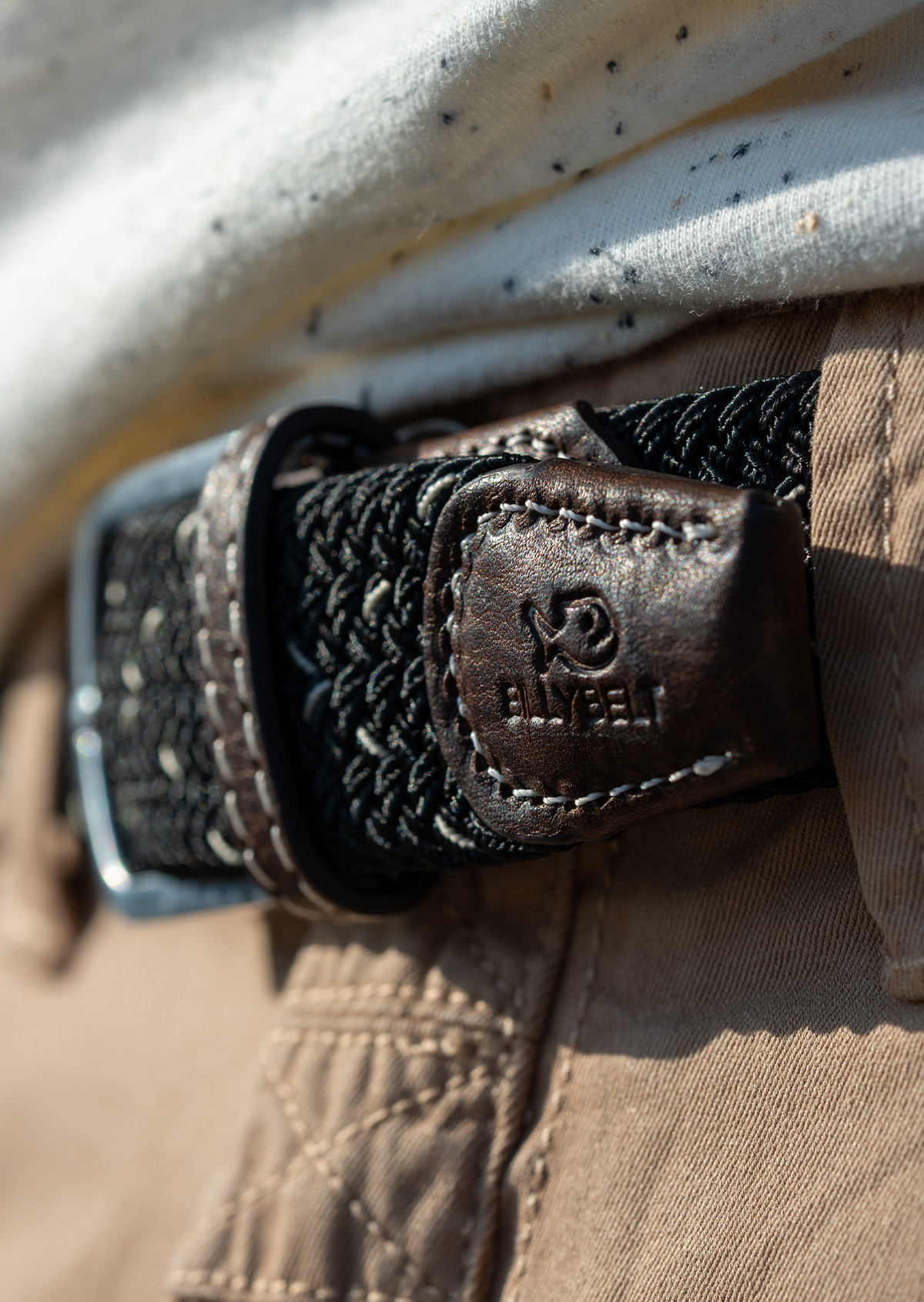 Ceinture tressée élastique multicolore BILLYBELT Noir