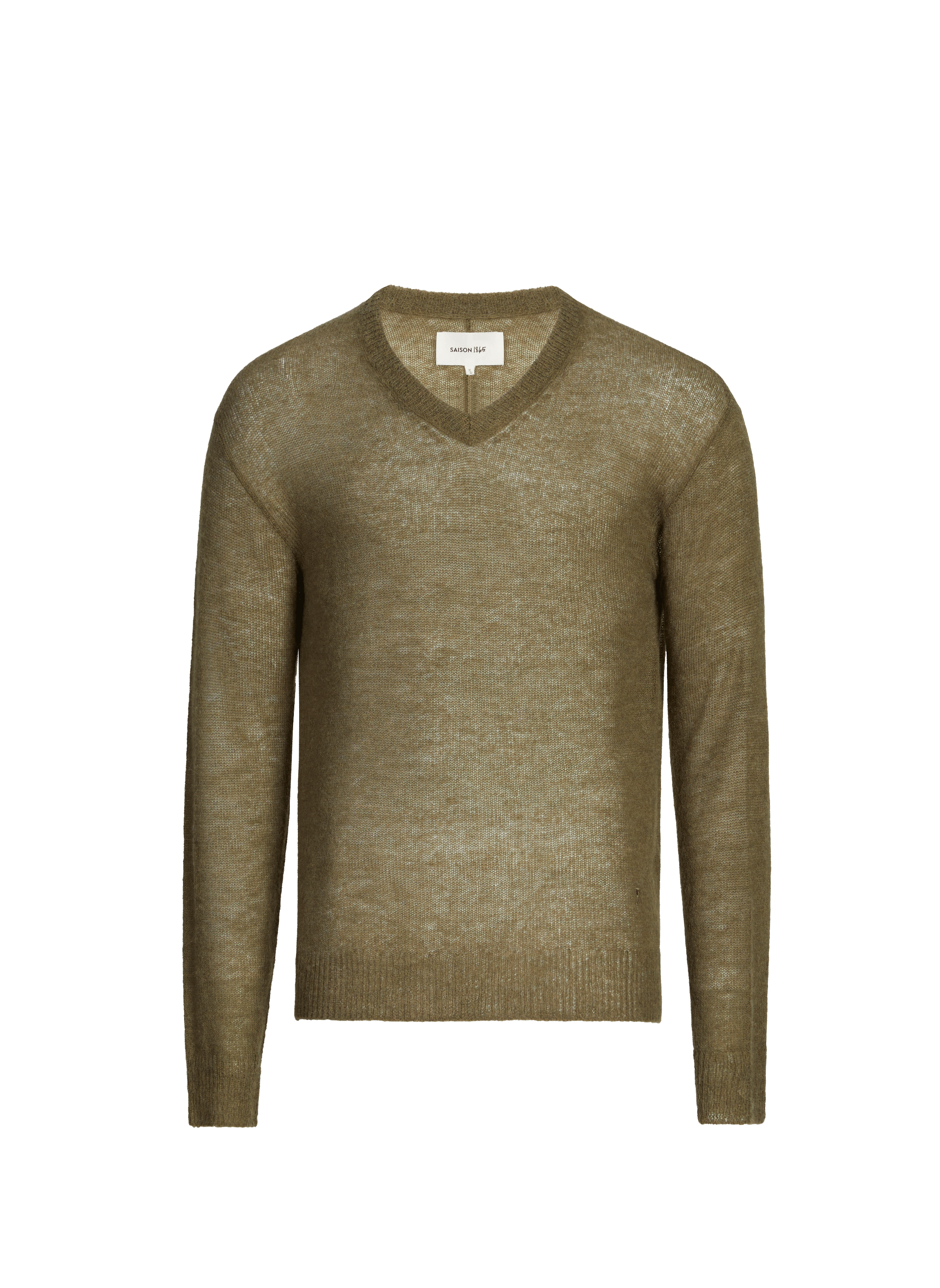 Straight V-neck sweater SAISON 1865 Khaki