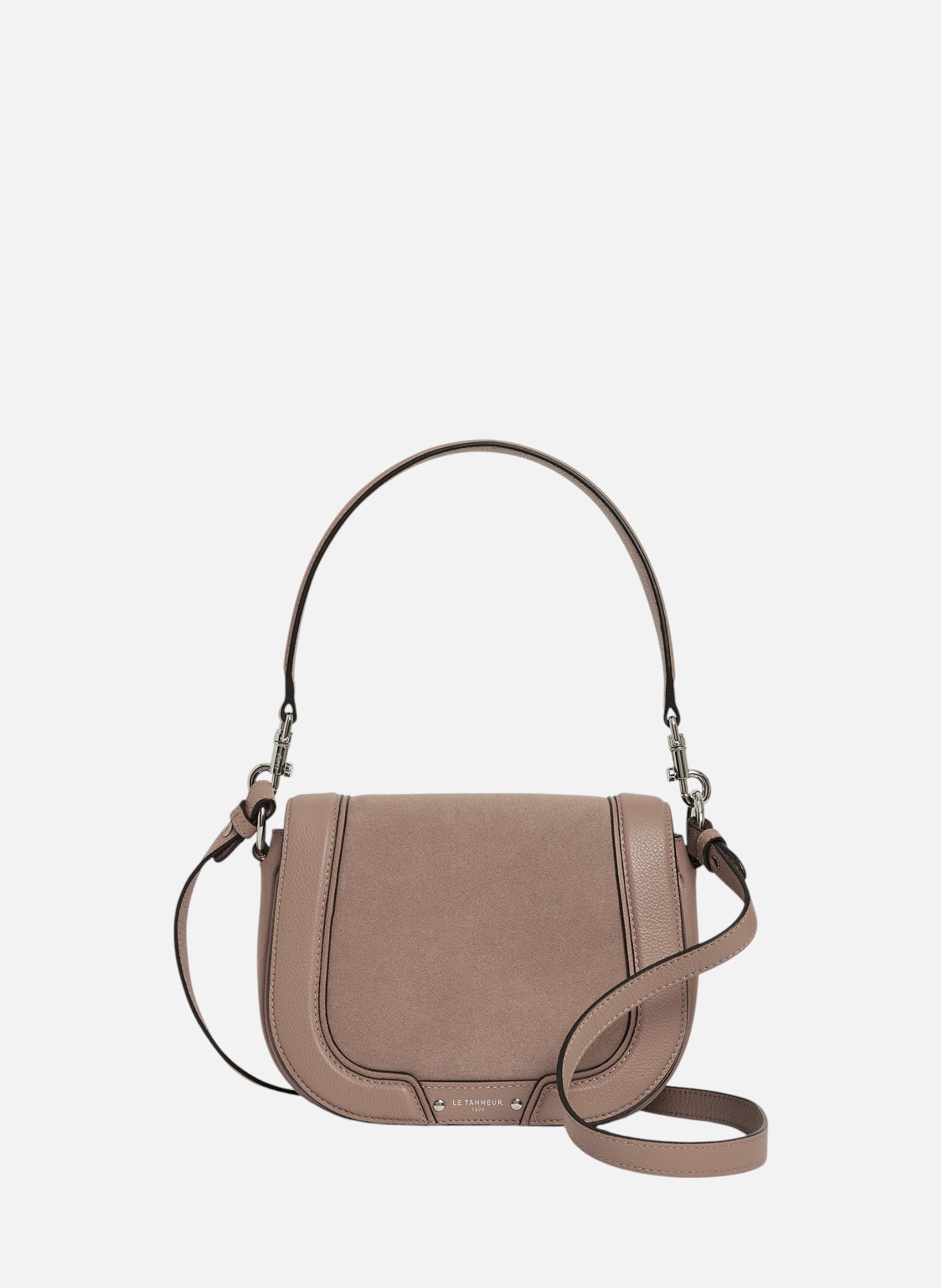 Sac bandoulière moyen modèle ella en cuir grainé et nubuck LE TANNEUR Gris