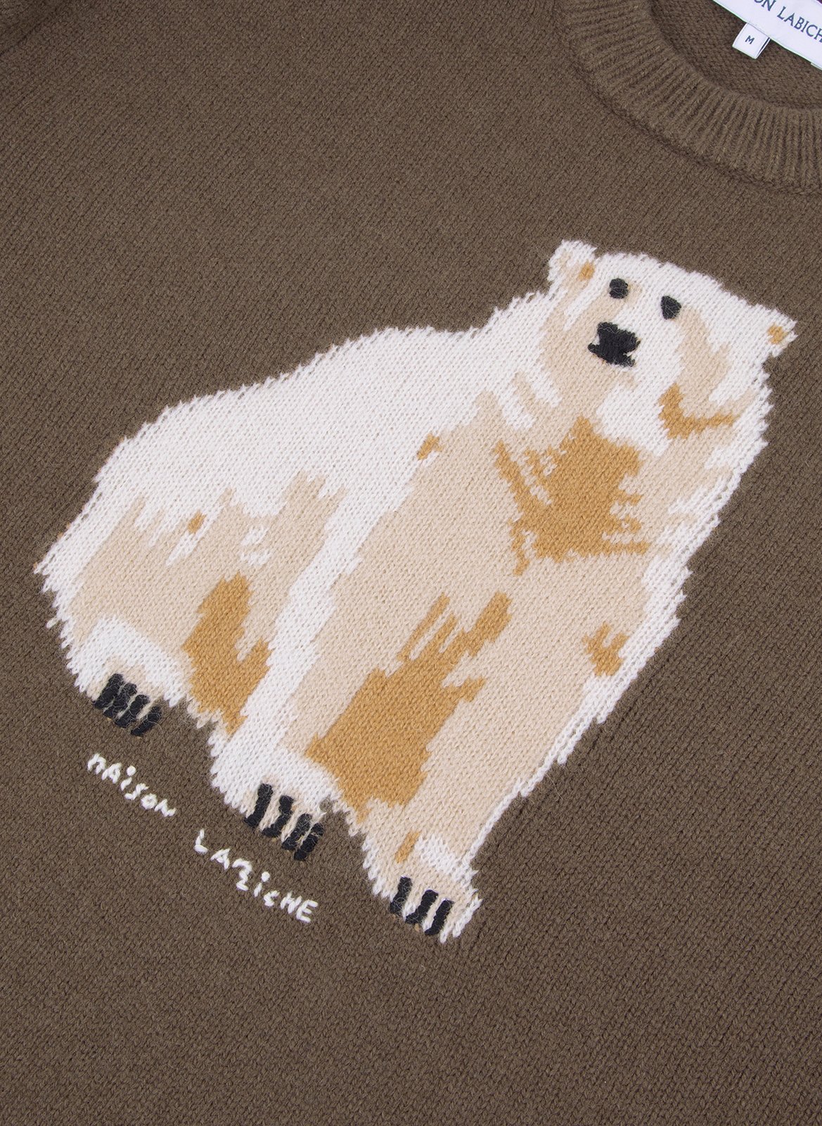 Straight printed wool sweater Brown